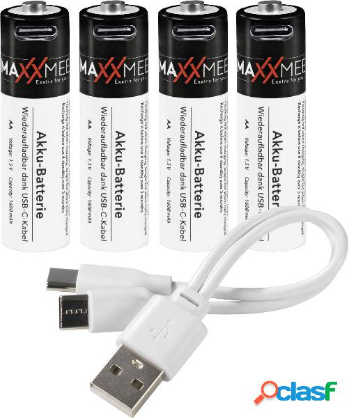 Maxxmee AA-USB-C Batteria ricaricabile Stilo (AA) NiMH 1600