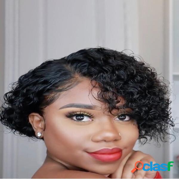 Meccanismo Donna Short Curly Capelli Frangia resistente al