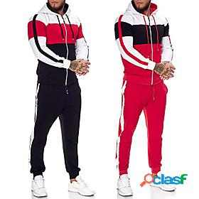 Mens 2 Piece Full Zip Tracksuit Sweatsuit Street Casual 2pcs