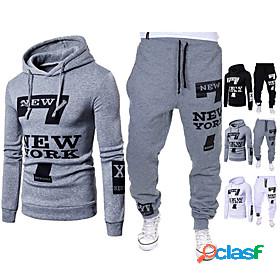 Mens 2 Piece Street Athleisure Tracksuit Sweatsuit 2pcs Long