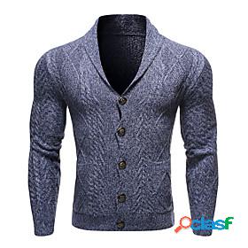 Mens Cardigan Solid Colored Long Sleeve Sweater Cardigans