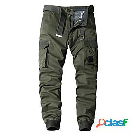 Mens Cargo Split Zipper Pocket Pants Tactical Cargo Trousers