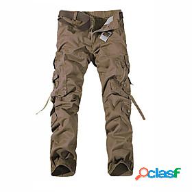 Mens Casual Cargo Straight Trousers Cargo Pants Full Length