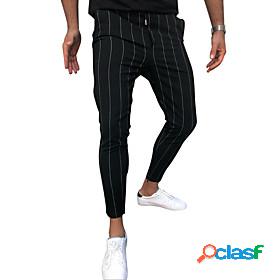 Mens Casual / Sporty Pants Pants Stripe Mid Waist Black Gray