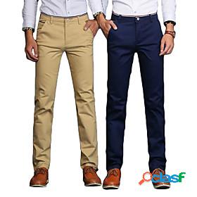 Mens Casual Stretch Dress Pants Straight Chinos Full Length