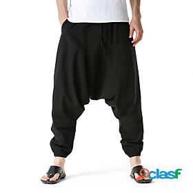 Mens Chino Boho Harem Loose Wide Leg Knee Length Pants