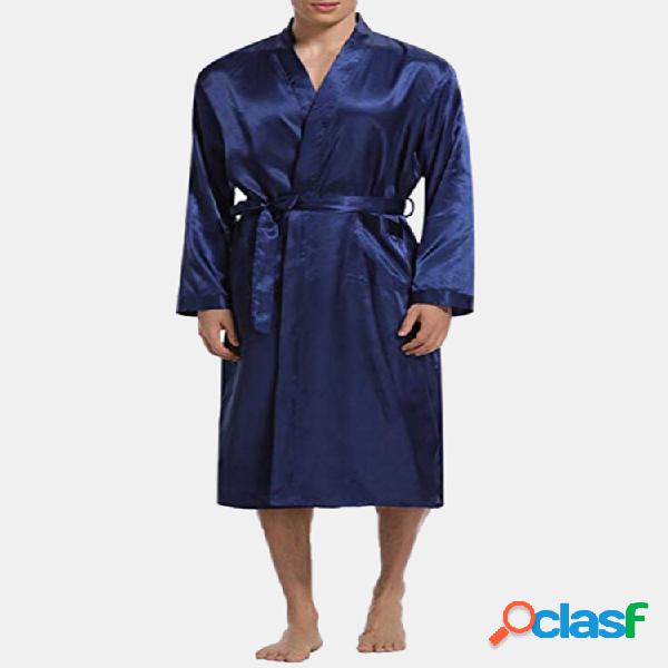 Mens Comodo Mid Long Accappatoio Leggero Sleepwear da notte