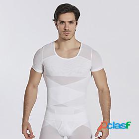 Mens Crew Neck Yoga Top See Through Cross Back Summer Solid