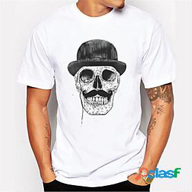 Mens Daily 3D Print T shirt Graphic Skull Short Sleeve Print