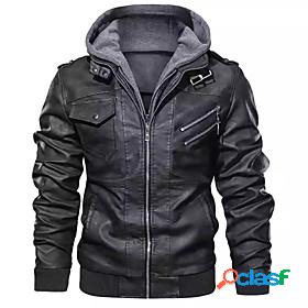 Mens Faux Leather Jacket Fall Winter Daily Regular Coat