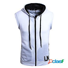 Mens Geometric Hooded Daily Basic Hoodies Sweatshirts White