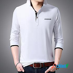 Men's Golf Shirt Solid Color Collar Street Daily Long Sleeve