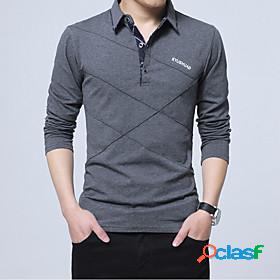 Mens Golf Shirt Solid Color Collar Street Daily Long Sleeve