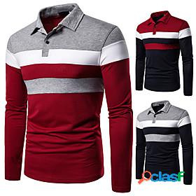 Mens Golf Shirt Solid Colored Color Block Classic Collar