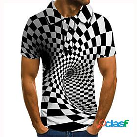 Mens Golf Shirt Tennis Shirt Check 3D Graphic Prints 3D
