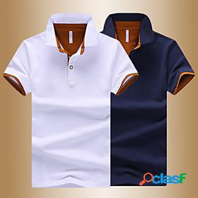 Mens Golf Shirt Tennis Shirt Color Block non-printing Collar