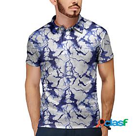 Mens Golf Shirt Tennis Shirt Crack 3D Print Collar Casual