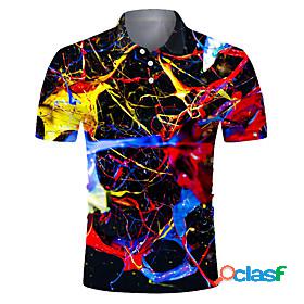 Mens Golf Shirt Tennis Shirt Gradient 3D Print Collar Street