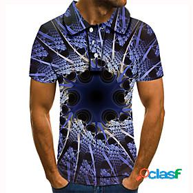 Mens Golf Shirt Tennis Shirt Graphic Optical Illusion 3D
