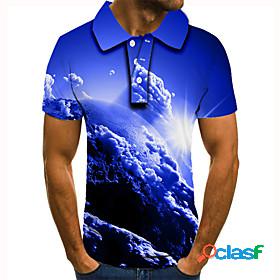 Mens Golf Shirt Tennis Shirt Graphic Prints Earth Clouds 3D