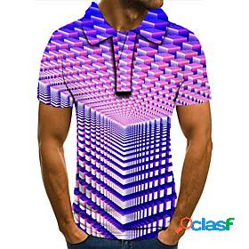 Mens Golf Shirt Tennis Shirt Optical Illusion Geometric 3D