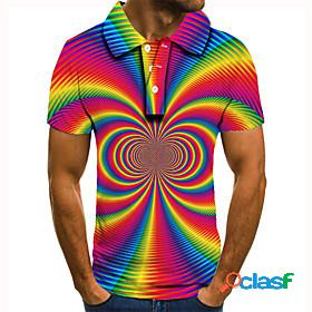 Mens Golf Shirt Tennis Shirt Rainbow Optical Illusion 3D