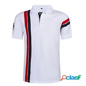 Mens Golf Shirt Tennis Shirt Striped Collar Shirt Collar