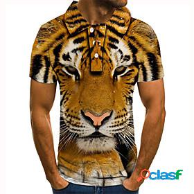 Men's Golf Shirt Tennis Shirt Tiger Animal 3D Print Collar