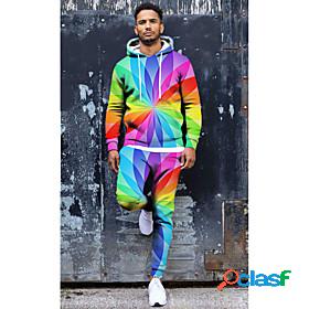 Mens Gradient Tie Dye Sweatsuit Pullover Hoodie Sweatshirt