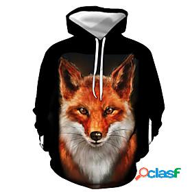 Mens Graphic Fox Pullover Hoodie Sweatshirt Print 3D Print