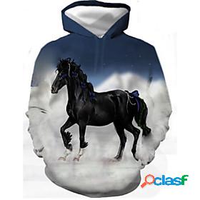 Mens Graphic Horse Pullover Hoodie Sweatshirt Print 3D Print