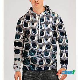 Mens Graphic Optical Illusion 3D Pullover Hoodie Sweatshirt