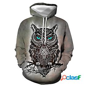 Mens Graphic Owl Pullover Hoodie Sweatshirt Print 3D Print