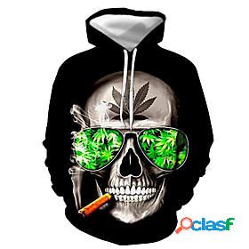 Mens Graphic Skull Pullover Hoodie Sweatshirt Print 3D Print
