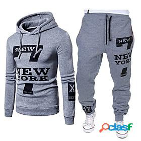 Mens Graphic Text Letter Activewear Set Hoodie Daily Sports