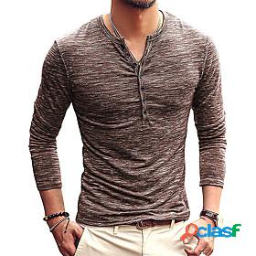 Men's Henley Shirt Solid Color Henley Casual Daily Long