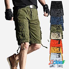 Mens Hiking Cargo Shorts Hiking Shorts Solid Color Military