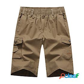 Mens Hiking Shorts Solid Color Summer Outdoor Regular Fit