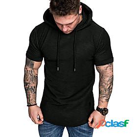Mens Hoodie T shirt Shirt Solid Colored Hooded Casual Daily