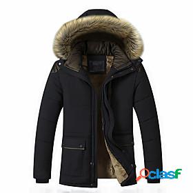 Mens Parka Fall Winter Daily Outdoor Long Coat Stand Collar