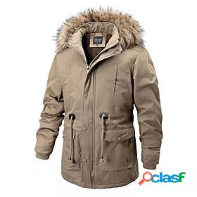 Mens Parka Winter Daily Regular Coat Stand Collar Thermal