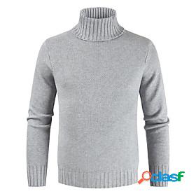 Mens Pullover Sweater Solid Color Basic Long Sleeve Slim