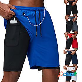 Mens Running Shorts Athletic Bottoms 2 in 1 with Phone