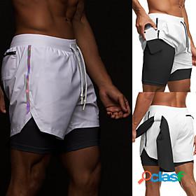 Men's Running Shorts Athletic Bottoms 2 in 1 with Phone