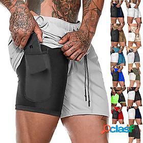 Mens Running Shorts Sports Outdoor Bottoms 2 in 1 with Phone
