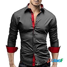 Men's Shirt Collar Long Sleeve Tops Streetwear Black And