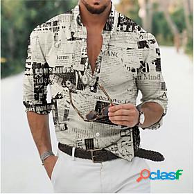 Mens Shirt Color Block Turndown Casual Daily Long Sleeve