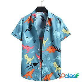 Men's Shirt Dinosaur Other Prints Button Down Collar Casual