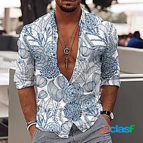 Men's Shirt Floral 3D Print Collar Casual Daily Long Sleeve