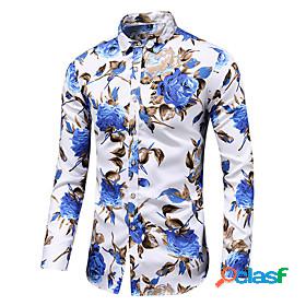 Mens Shirt Floral Other Prints Button Down Collar Daily Long